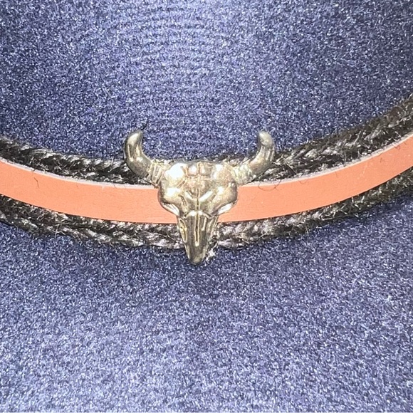 Women’s Navy Cowboy Hat with Brown accent - Picture 6 of 6